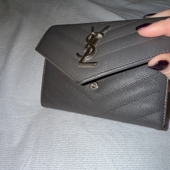Yves Saint Laurent Dark Gray Leather Wallet - Picture 5 of 9